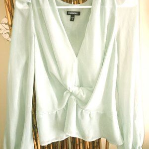 Express Flowy Teal Long-Sleeve Blouse Size Medium